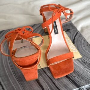 Nine West Orange Suede Heels